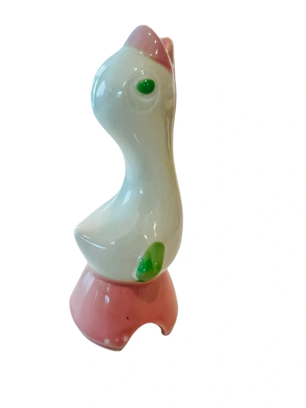 Vintage Shawnee Pottery Pie Bird Vent White Pink Green 5.25” Kitchen Collectible